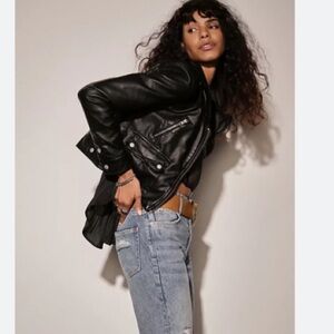 Free People We The Free Open Road Vegan leather jacket black size Large